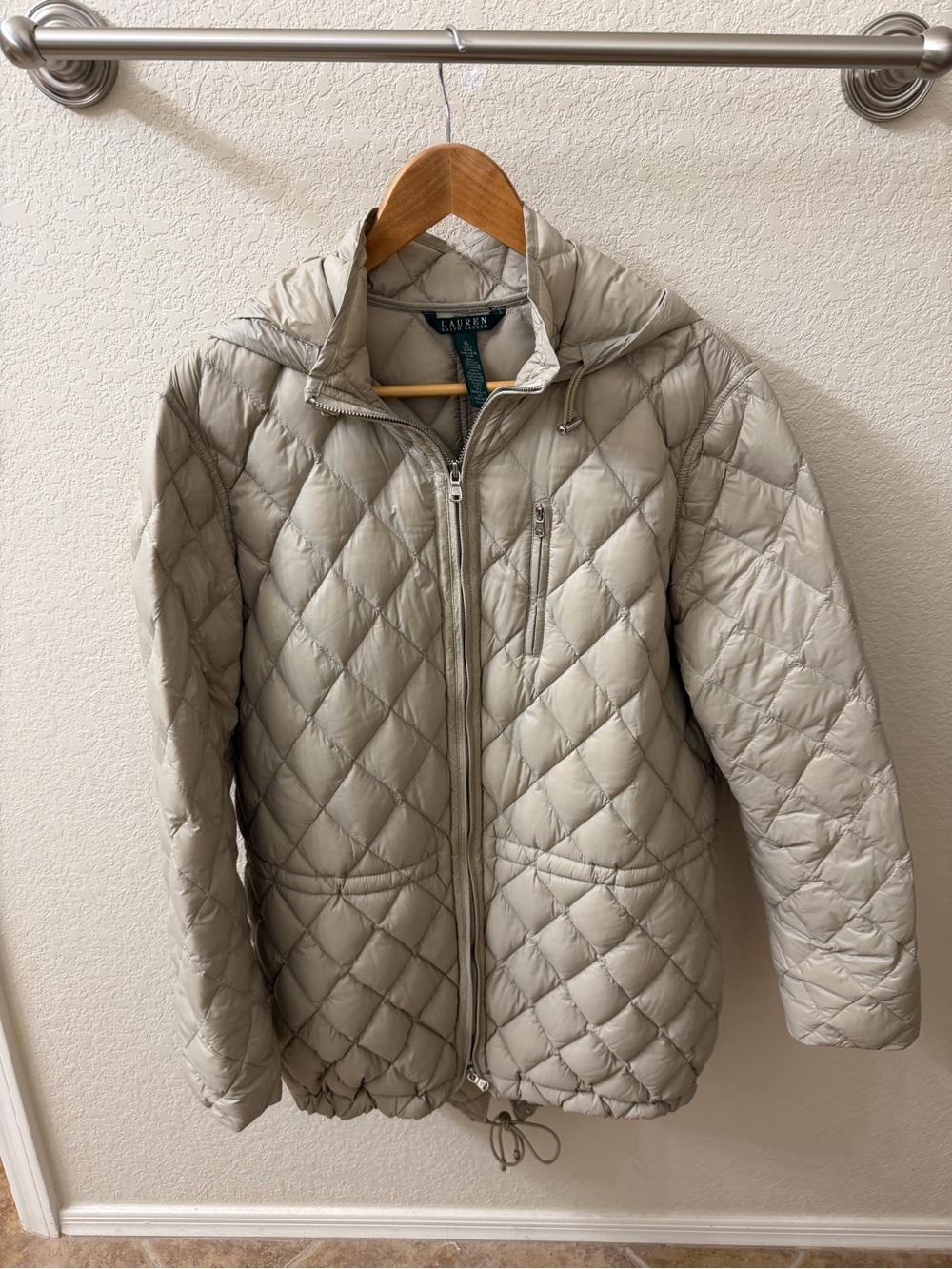 Ralph Lauren Quilted Hooded Puffer Jacket - Beige